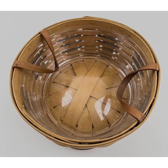 Longaberger 1998 Hostess Basket w/ Protector Green Accent Handwoven USA Vintage - Picture 2 of 6